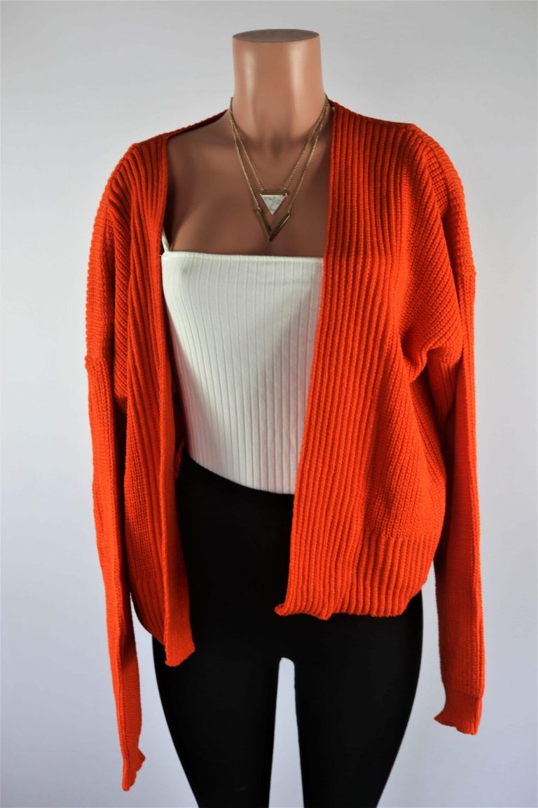 gap orange cardigan