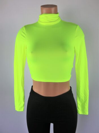 Turtleneck Neon Crop Top Turtleneck Neon Crop Top