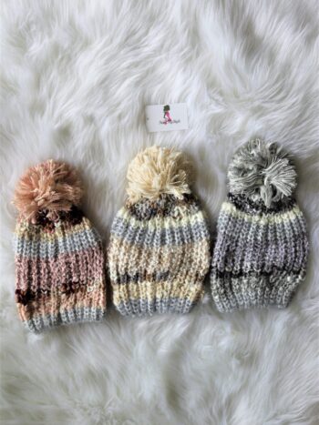 Stripe Pom Pom Beanie