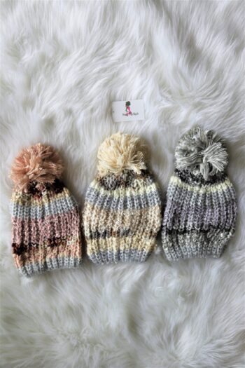 Stripe Pom Pom Beanie