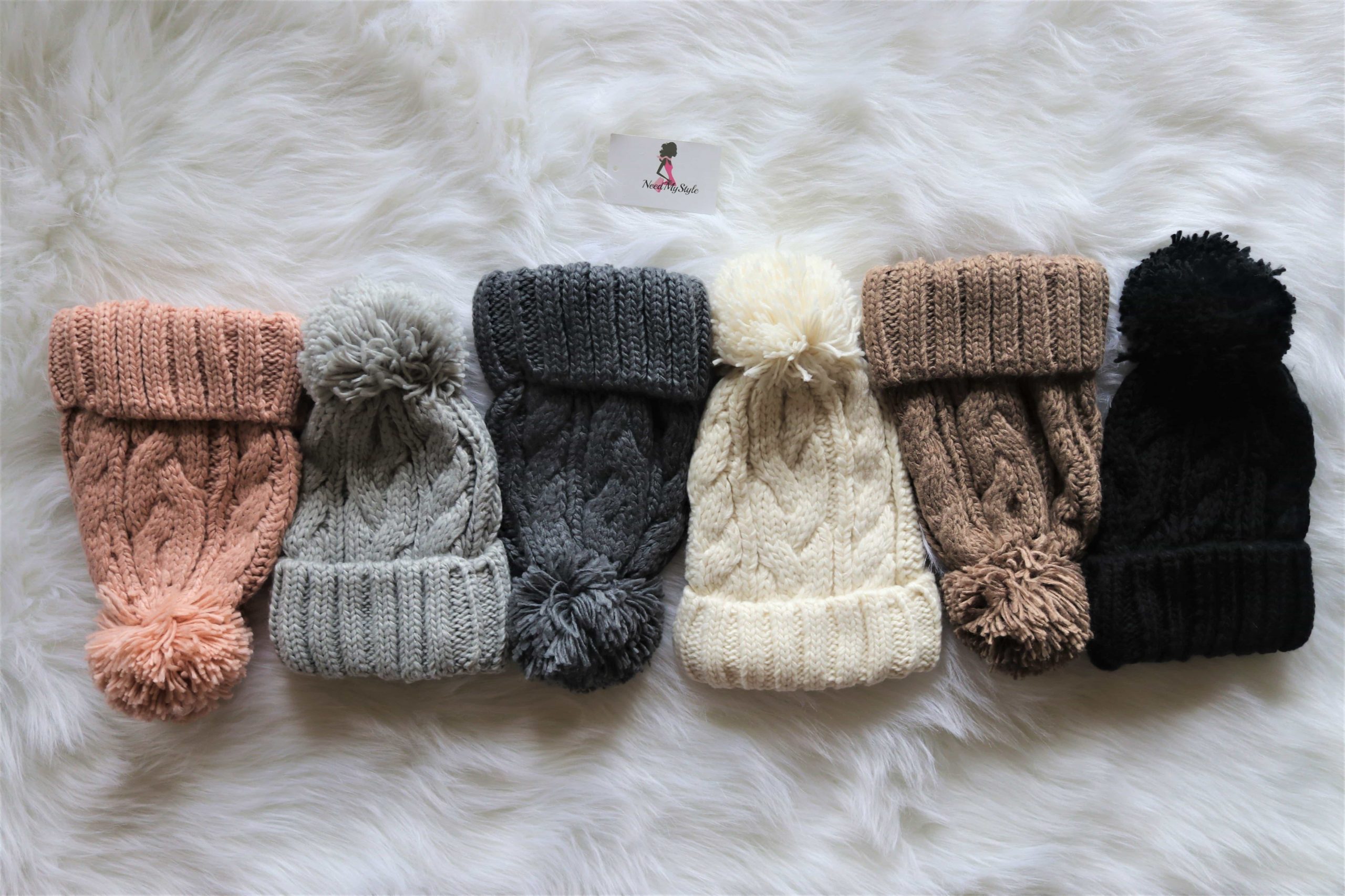 Cable Knit Pom Pom Beanie NeedMyStyle