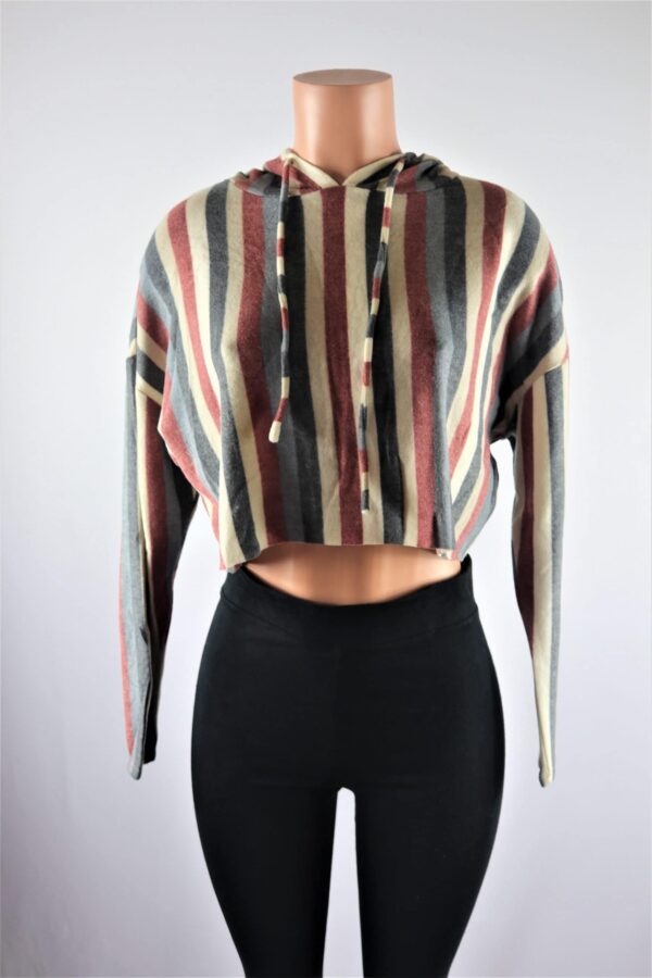 Stripe Hooded Crop Top