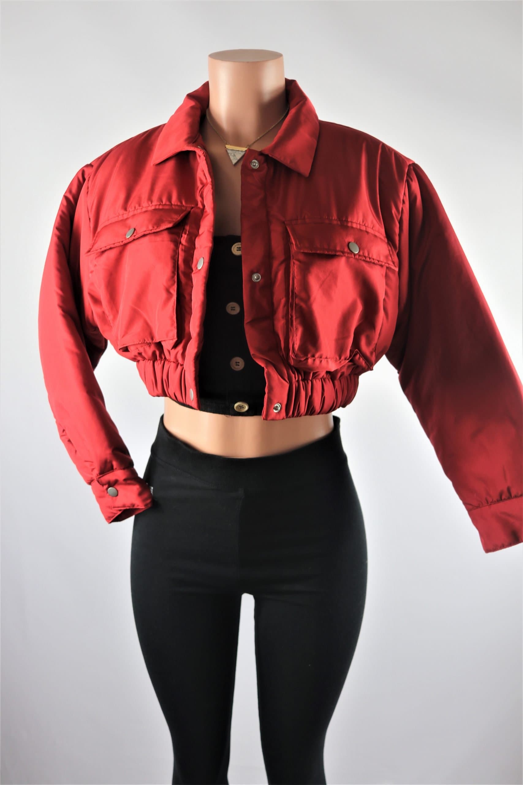 crop red jacket