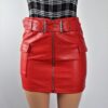 Red Faux Leather Skirt