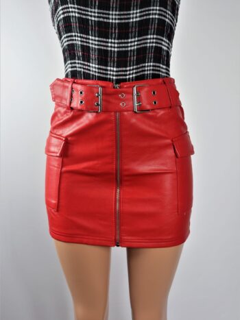 Red Faux Leather Skirt Red Faux Leather Skirt