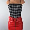 Red Faux Leather Skirt
