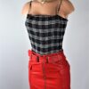 Red Faux Leather Skirt