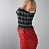 Red Faux Leather Skirt