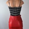 Red Faux Leather Skirt