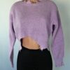 Lavender Distress Crop Sweater