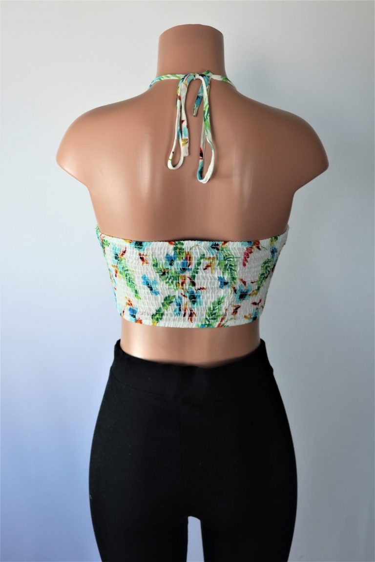 red floral halter top