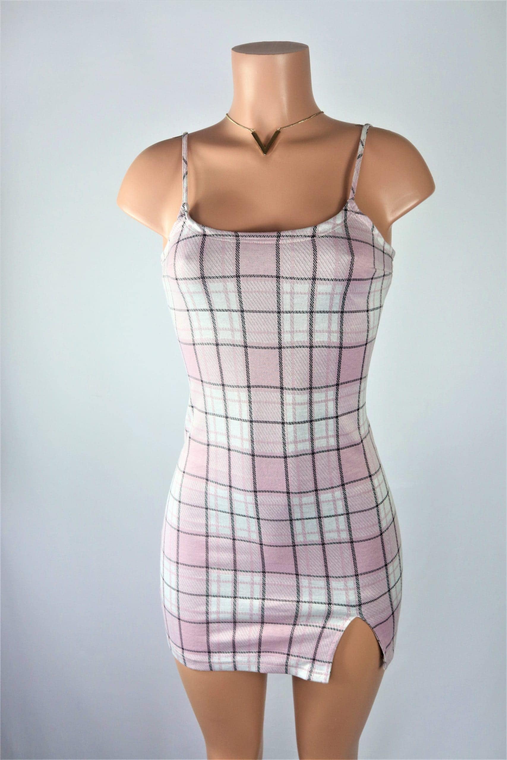 pink plaid dress