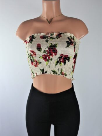 Floral Smocked Tube Crop Top