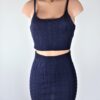 Blue Cable Knit Skirt Set