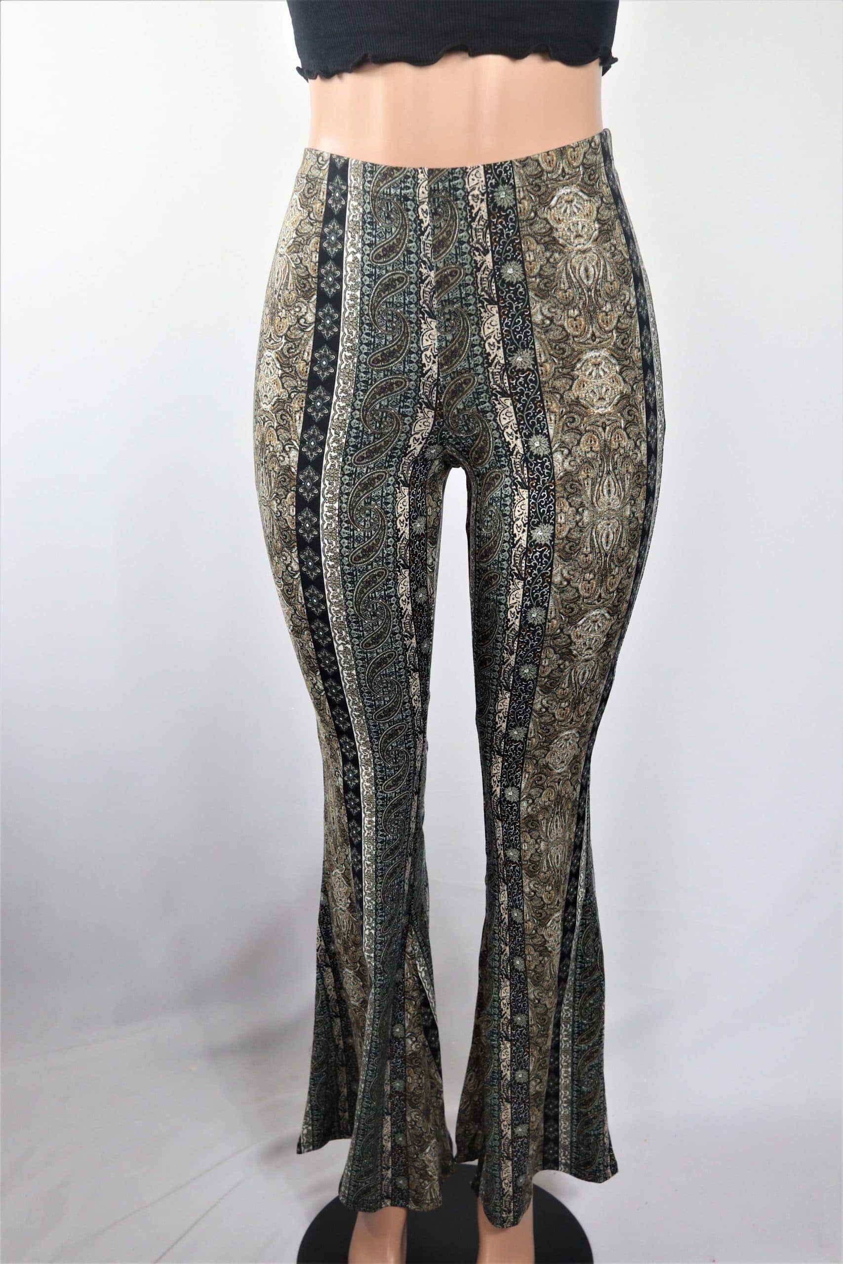 Santana Palazzo Pants - Printed fitted wide leg high waisted flare pants.