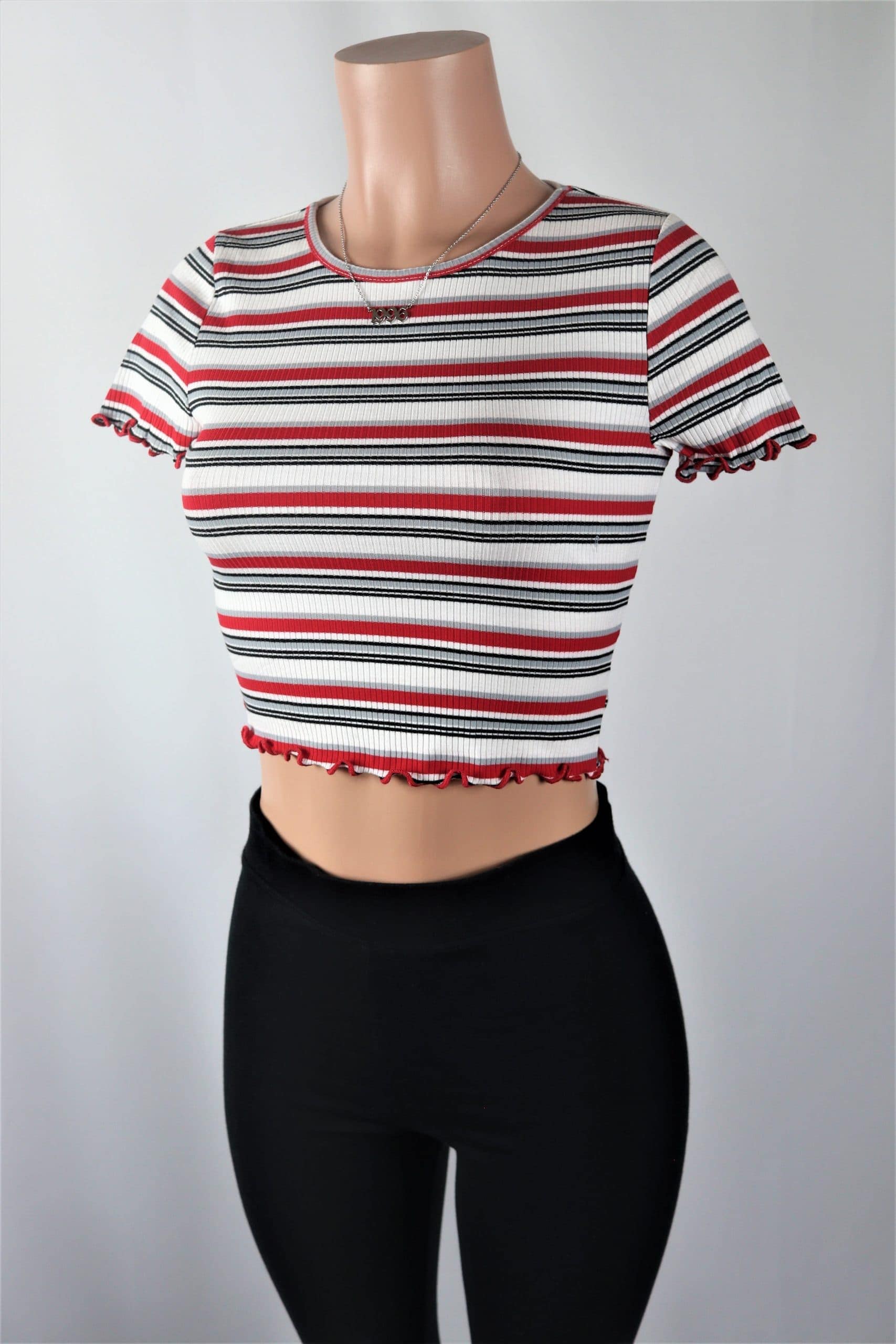 white crop top with red roses