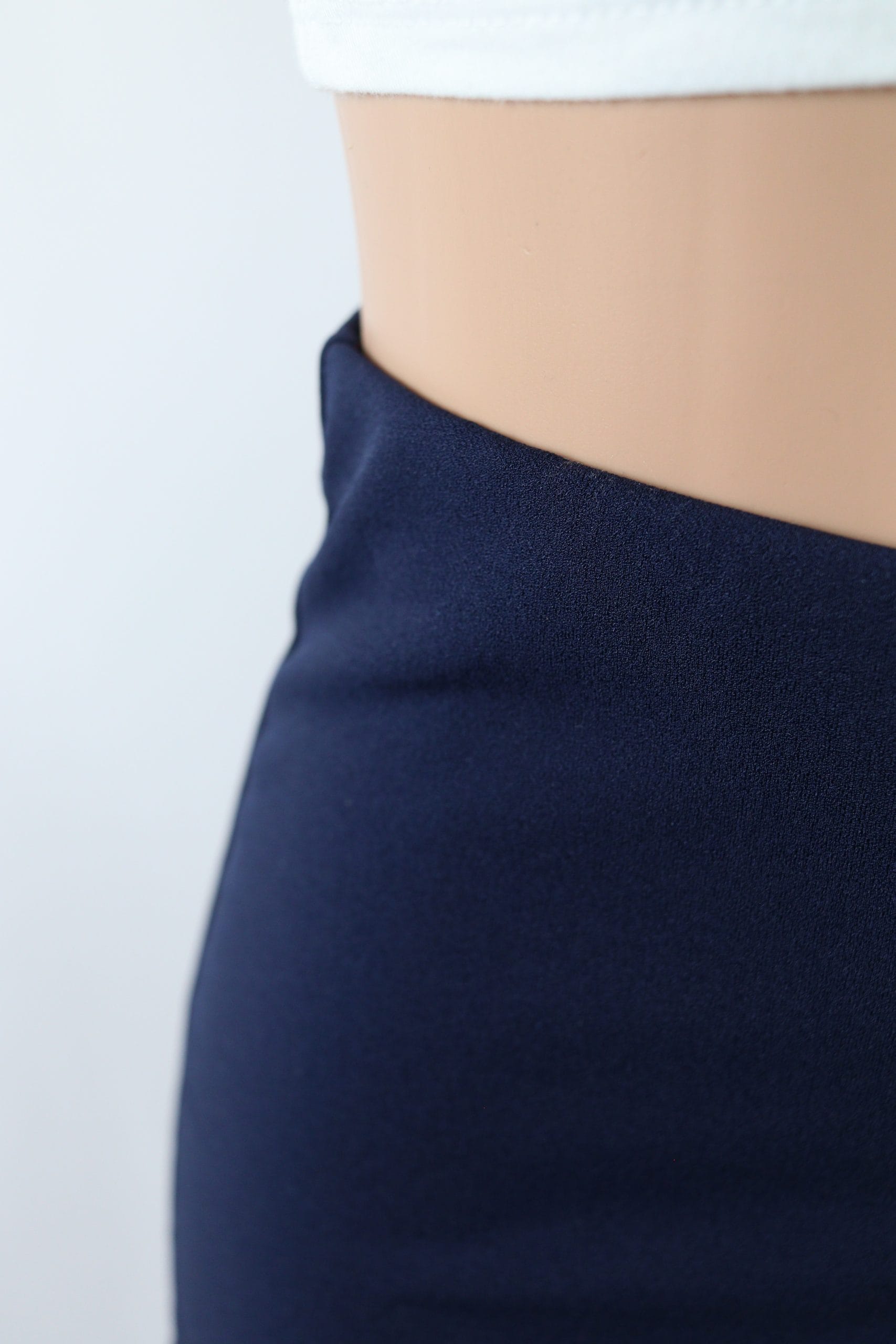 Avalon Skort - High waisted light dark blue skort with slit.