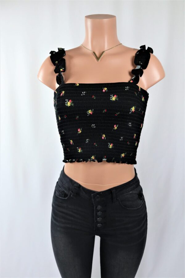 Ruffled Floral Crop Top