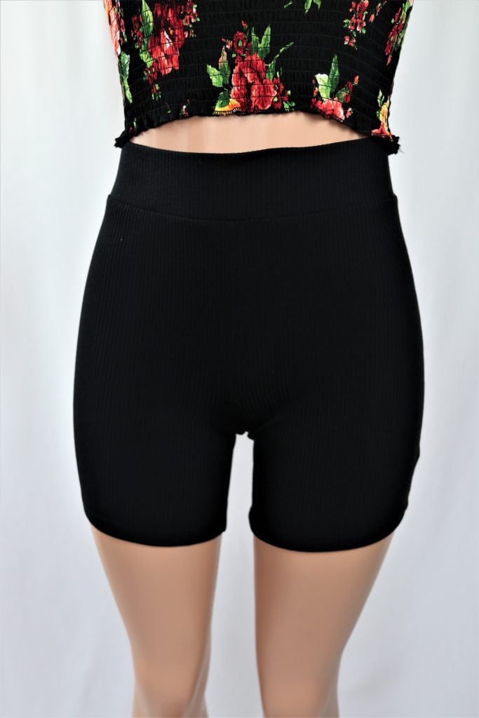 ribbed cotton biker shorts