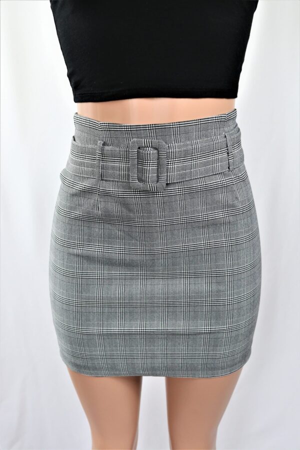 Belted Plaid Skirt