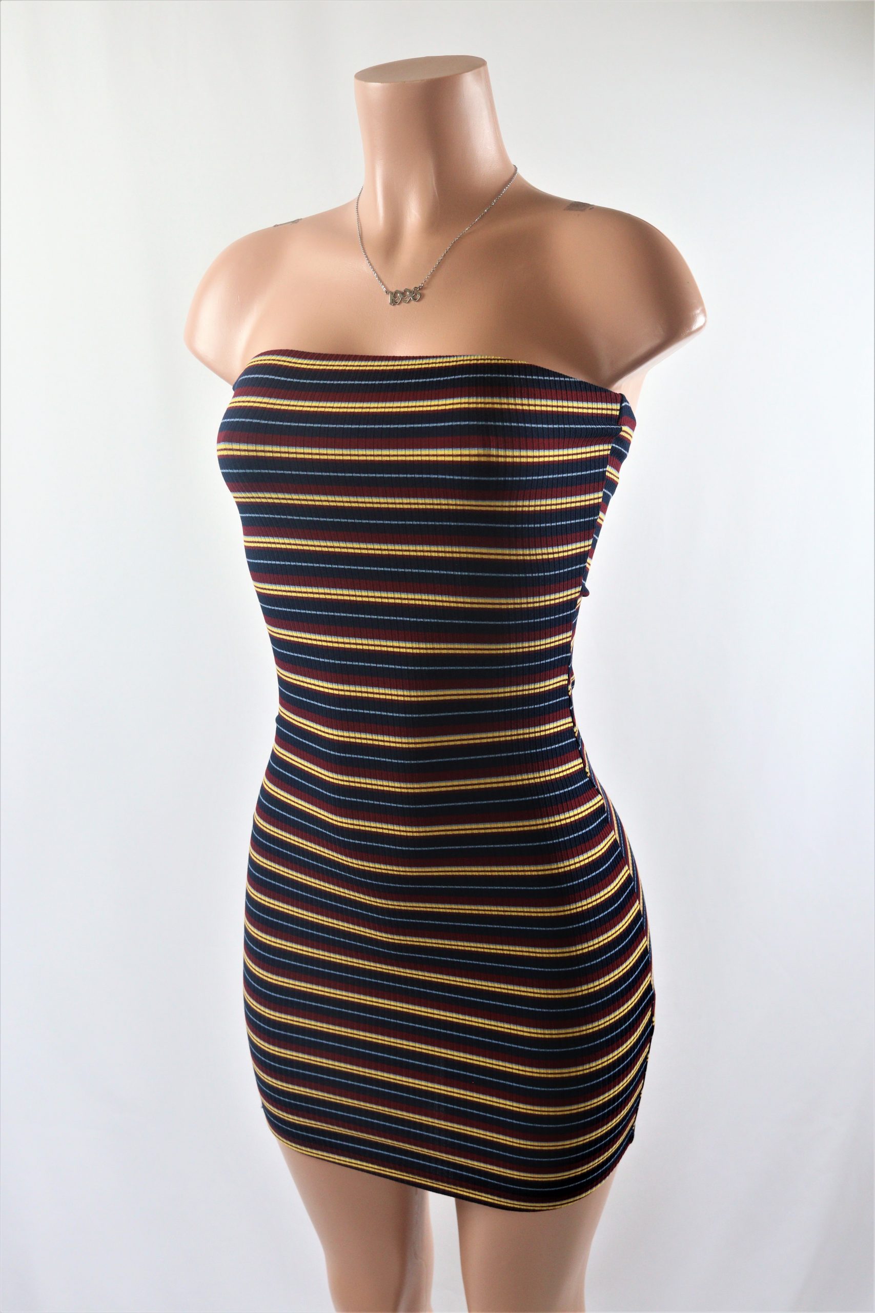 black dress with red stripe