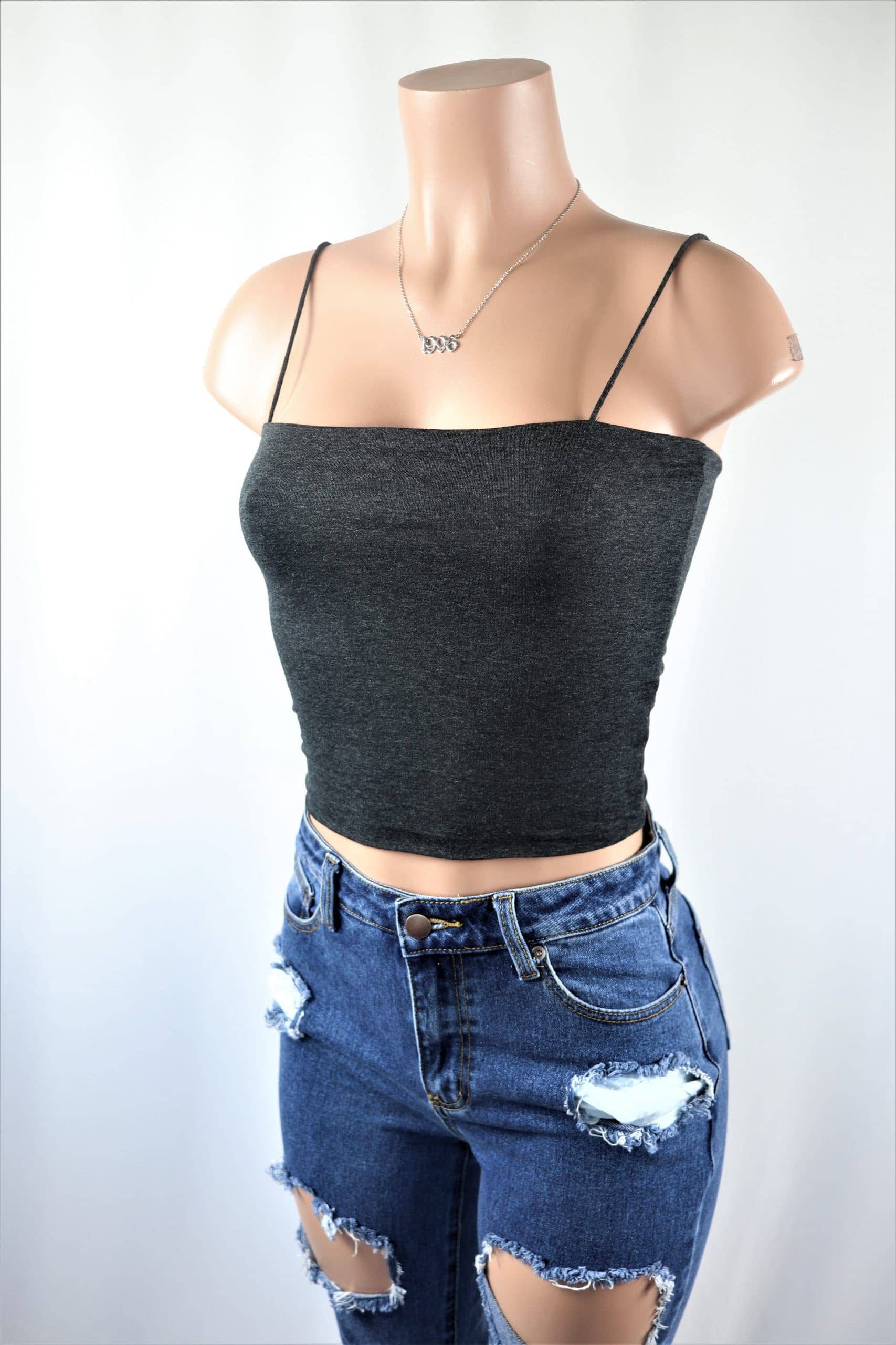 Fave Basic Crop Top - Plain double lined spaghetti strap crop top