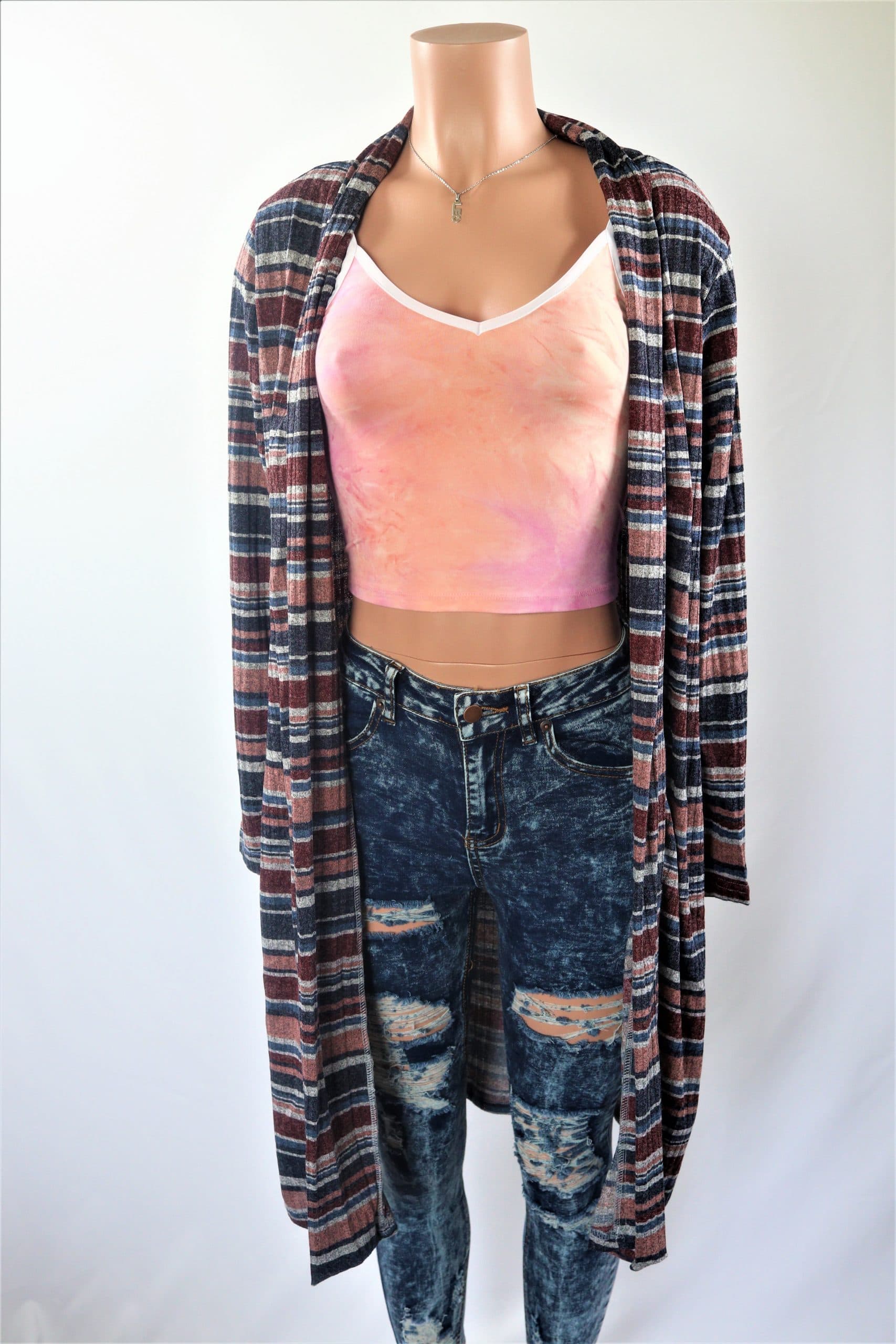 multi colored duster sweater