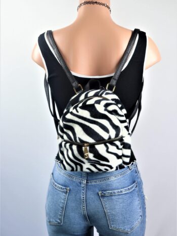 Faux Fur Print Mini Backpack