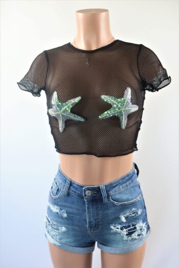 Mesh Star Crop Top