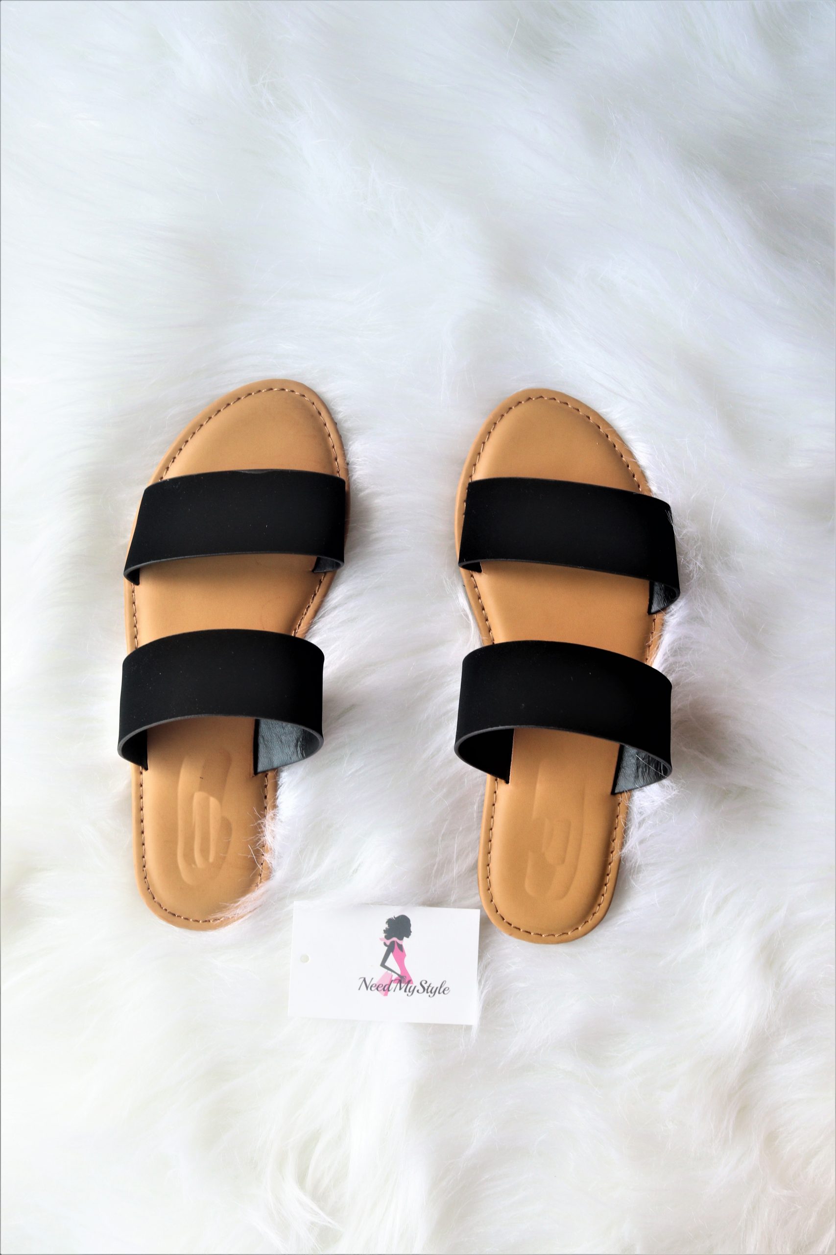 Faux Suede Sandals - Faux suede double strap sandals.