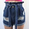 Paperbag Denim Shorts