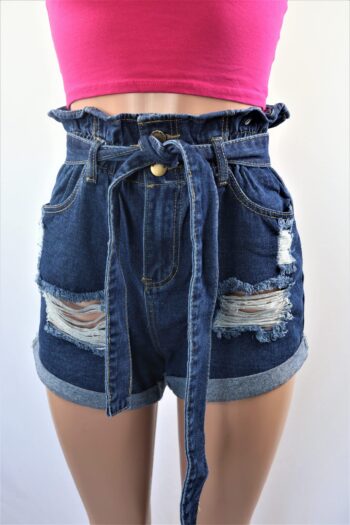 Paperbag Denim Shorts