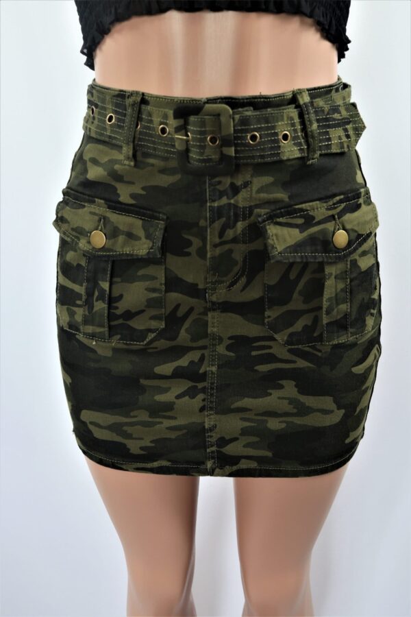 Belted Camo Skirt