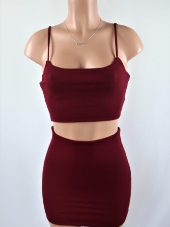 Basic Ribbed Mini Skirt Set
