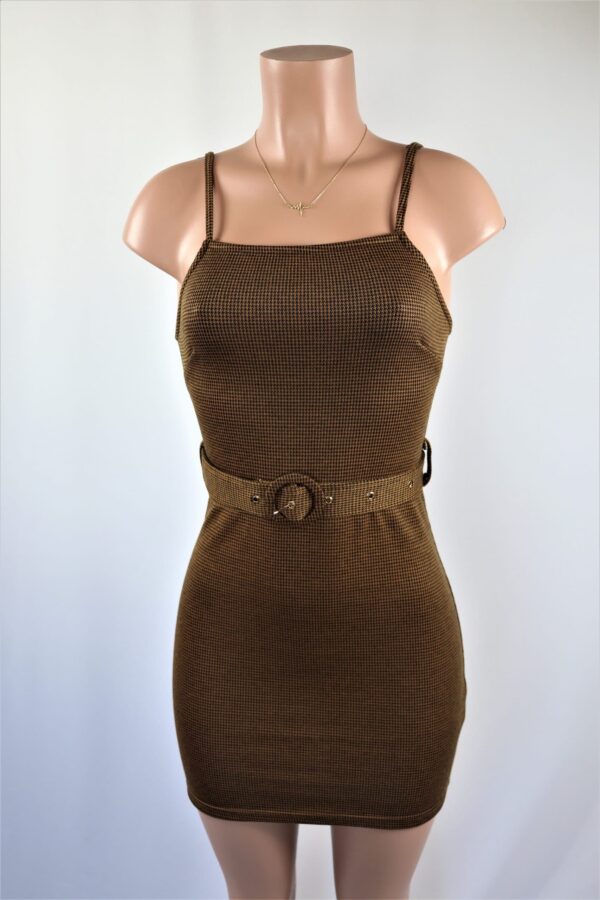 Coffee Houndstooth Dress