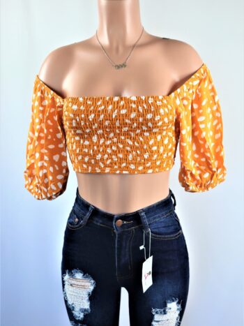 Polka Dot Puff Crop Top