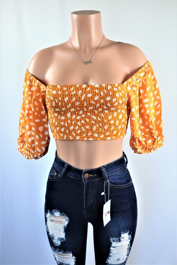 Polka Dot Puff Crop Top