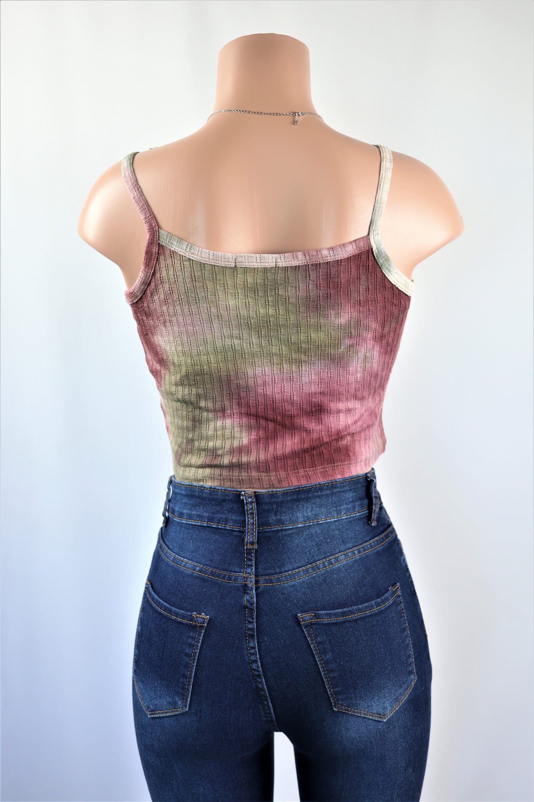 Tie Dye Crop Top - Multi color scoop neck tie dye crop top.