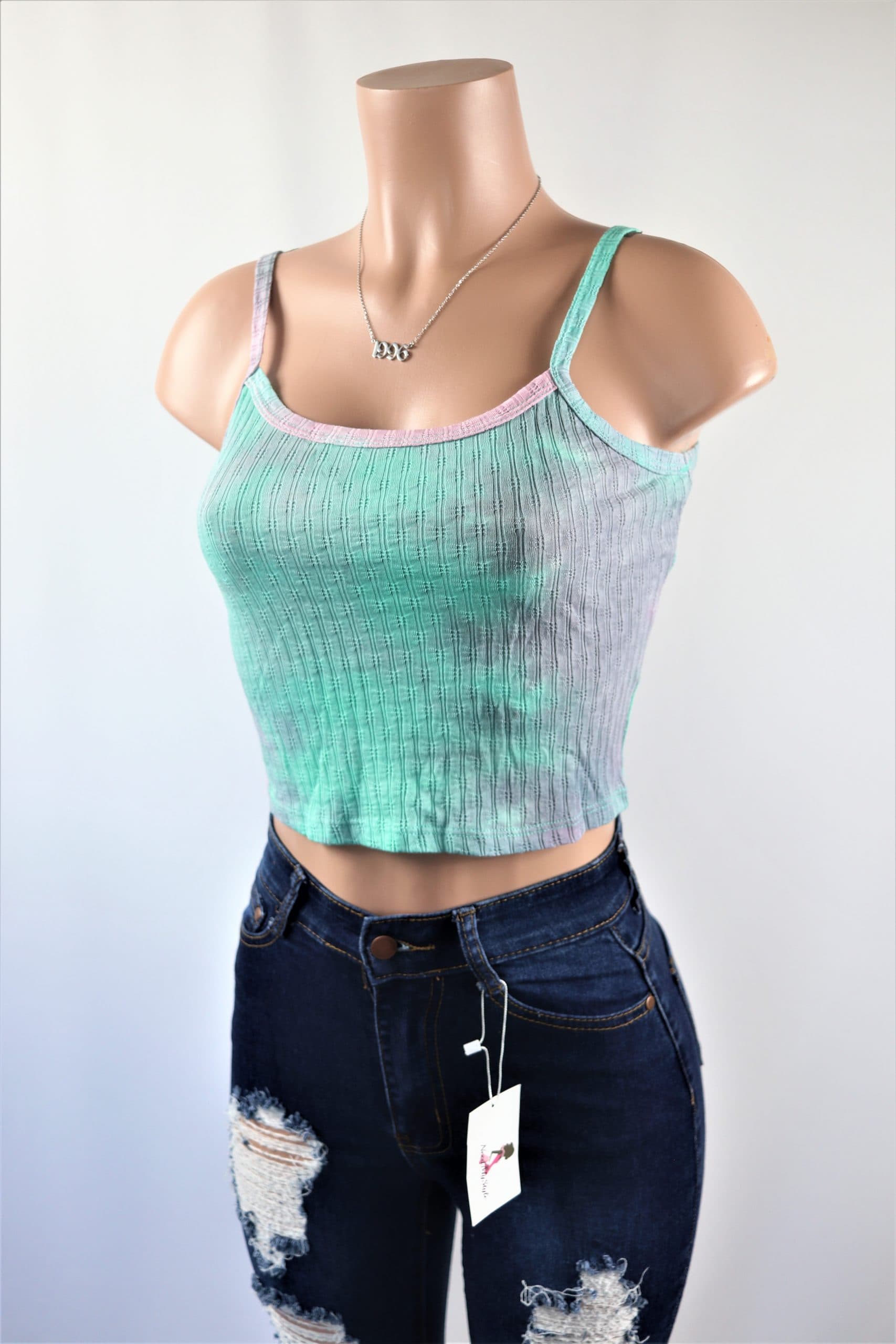 Tie Dye Crop Top Multi color scoop neck tie dye crop top.