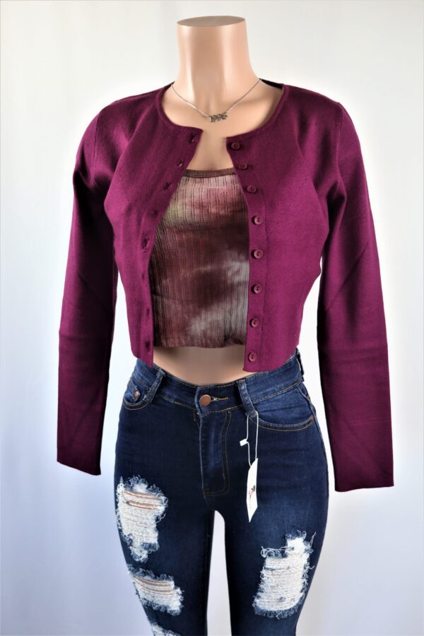 Plum Crop Cardigan