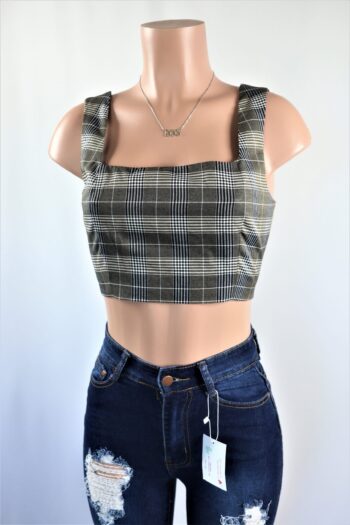 Square Plaid Crop Top