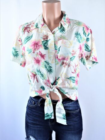Printed Collared Tied Top