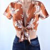 Floral Rust Tied Top