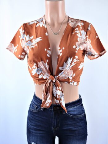 Floral Rust Tied Top