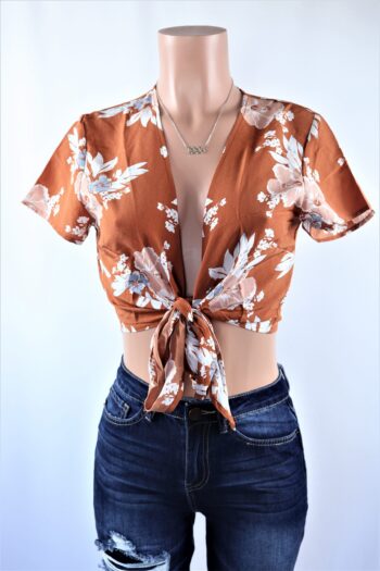 Floral Rust Tied Top