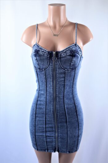 Acid Wash Zipper Dress