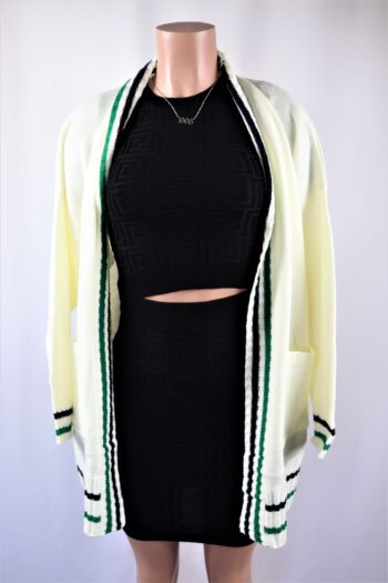 Ivory Striped Cardigan