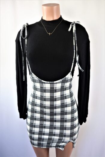 Sofie Plaid Tied Suspender Skirt