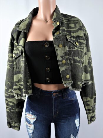 Olive Camo Crop Jacket Olive Camo Crop Jacket