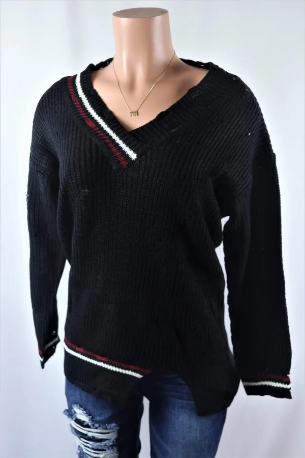 IMG_1652 Distressed Stripe Sweater